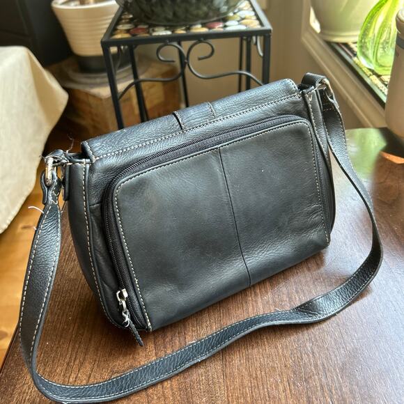 Vintage Fossil small black pebble leather shoulder bag - Picture 2 of 15